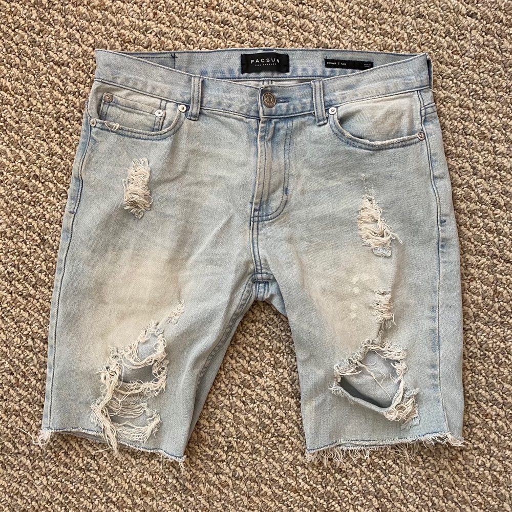 Light blue ripped “PacSun” Jean shorts